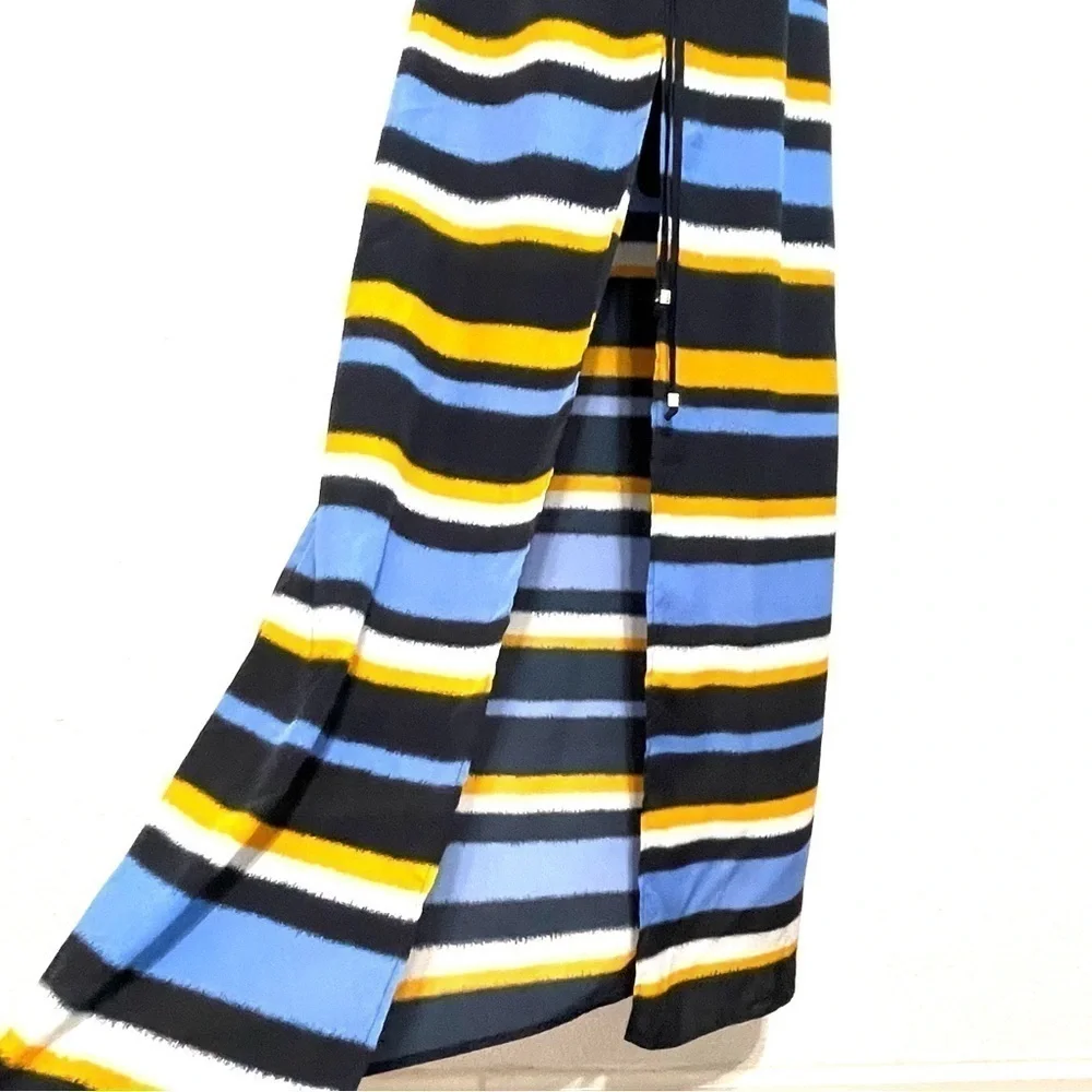 Michael Kors Woman Black Blue Striped Maxi Long Dress Size XXS